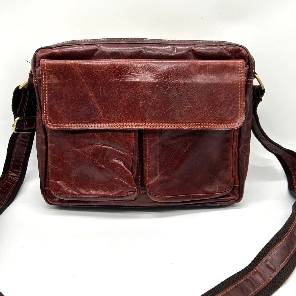 Leather‎ Messenger Bag Brown Business Laptop Shoulder Briefcase Handbag